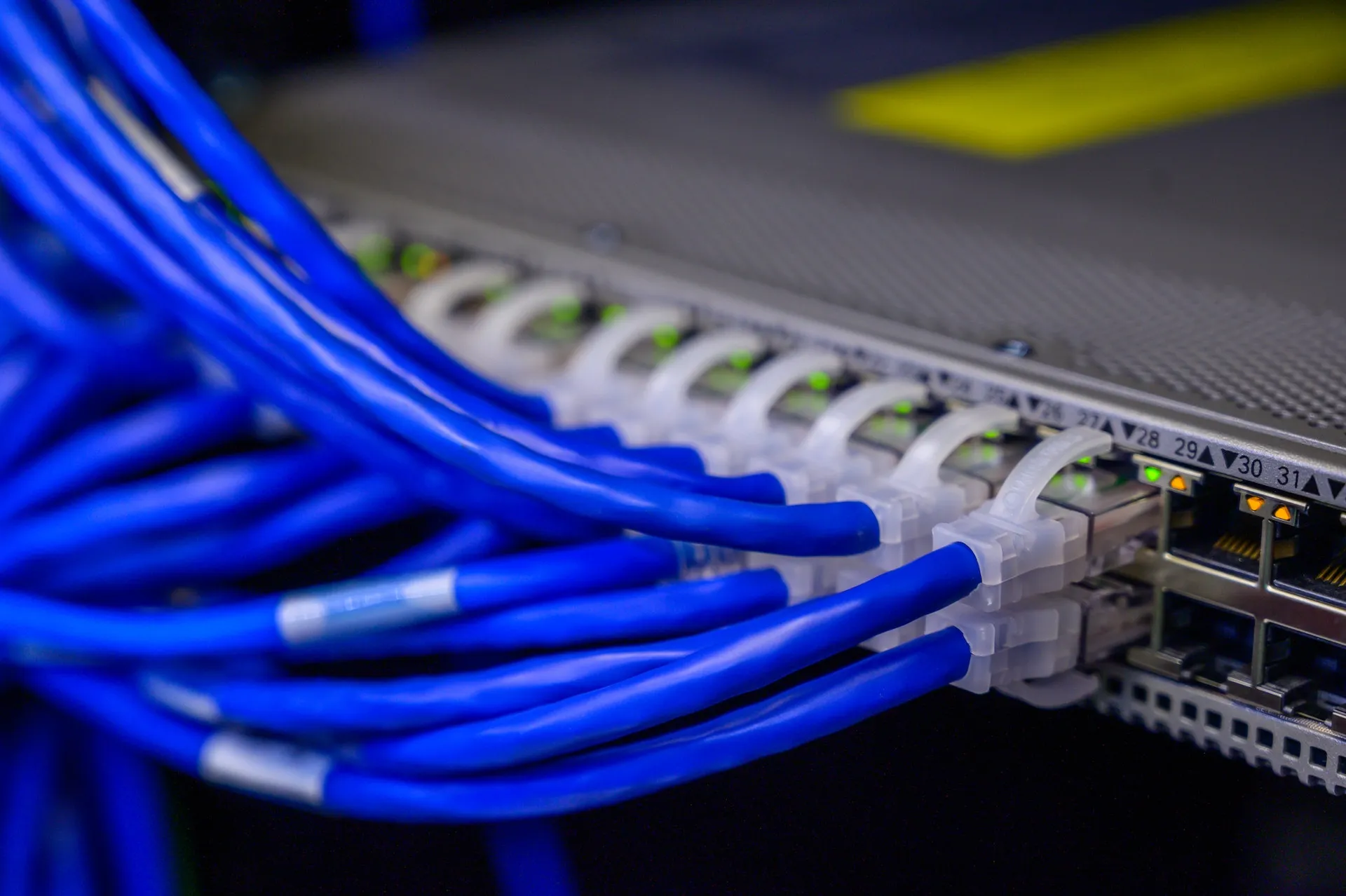 Data Netwerk Kabels in Patchkast die door een elektricien van Prins Elektro is geïnstalleerd.